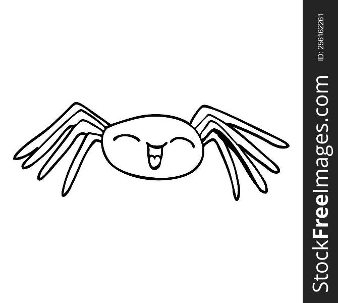 happy line drawing cartoon spider
