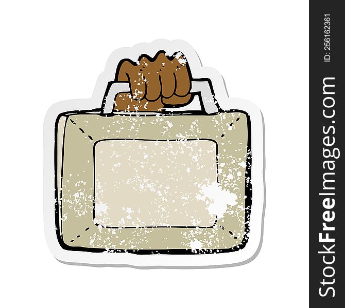 retro distressed sticker of a cartoon briefcase