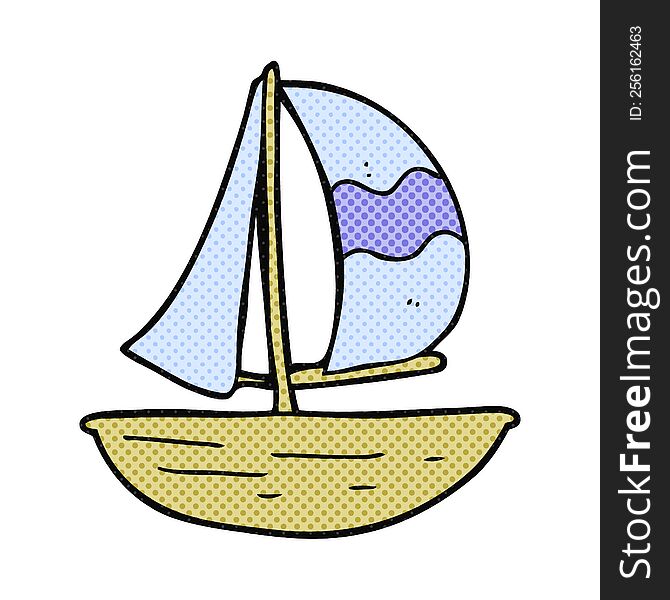 freehand drawn cartoon sail ship