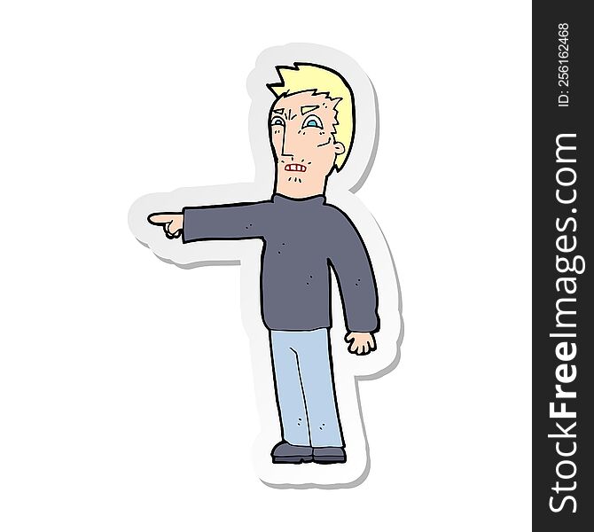 Sticker Of A Cartoon Angry Man Pointing