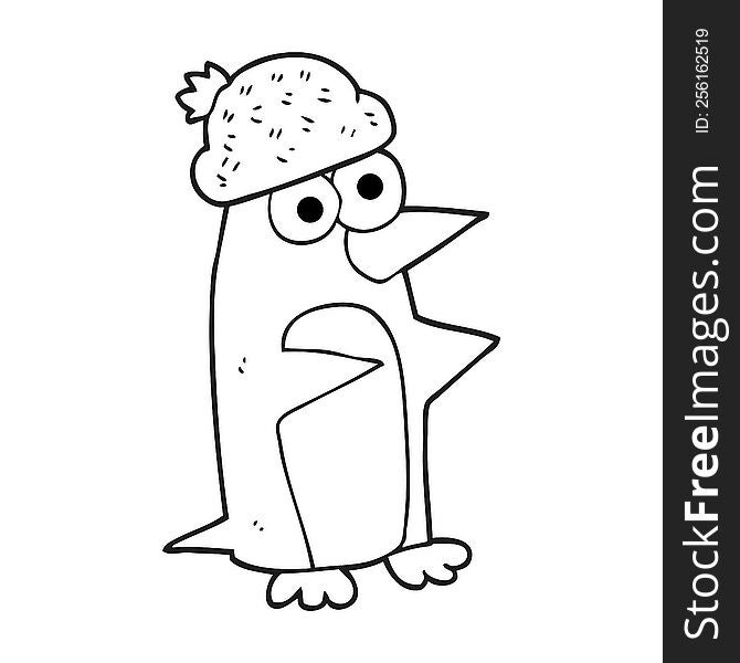 black and white cartoon penguin