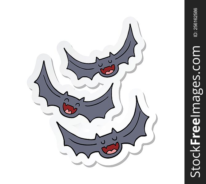 Sticker Of A Cartoon Vampire Bats