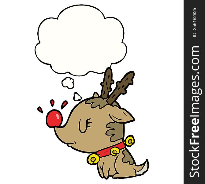 cartoon christmas reindeer with thought bubble