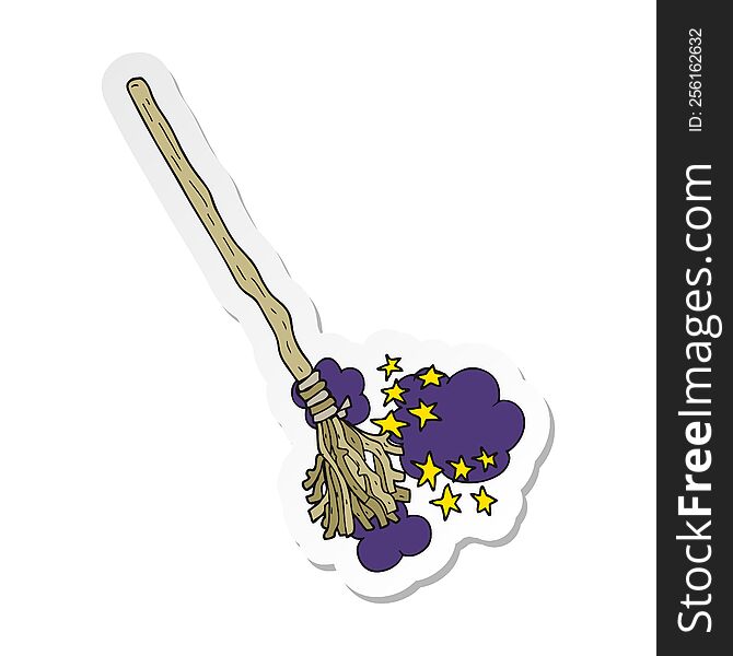 sticker of a cartoon magical broom