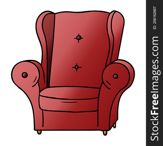 hand drawn gradient cartoon doodle of an old armchair