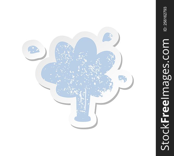 distressed sticker of a cartoon squirting water