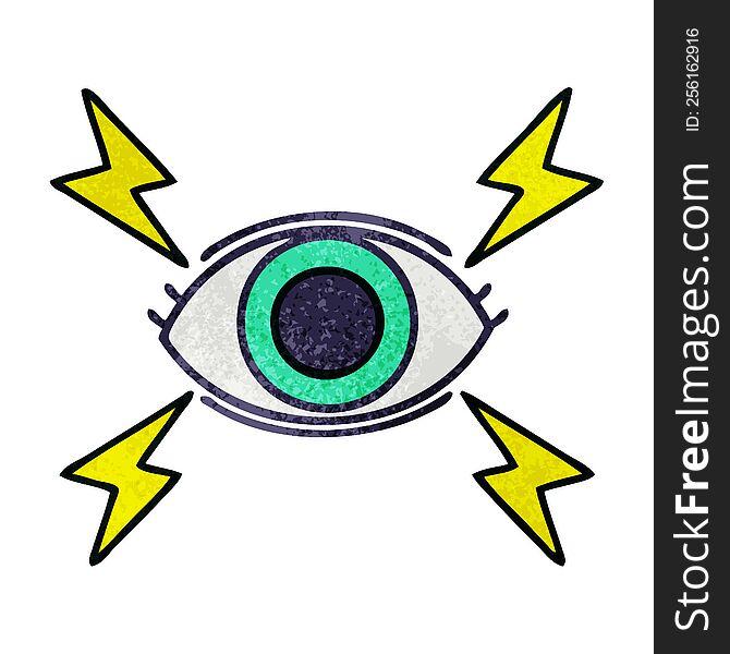 Retro Grunge Texture Cartoon Mystic Eye
