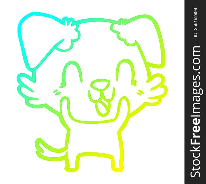 Cold Gradient Line Drawing Laughing Cartoon Dog