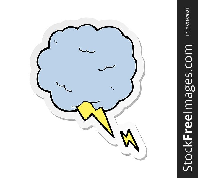Sticker Of A Cartoon Thundercloud Symbol
