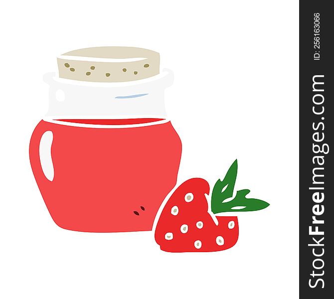 Flat Color Style Cartoon Jar Of Strawberry Jam