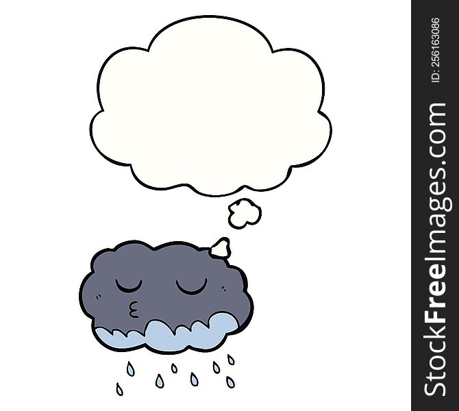 Cartoon Rain Cloud And Thought Bubble