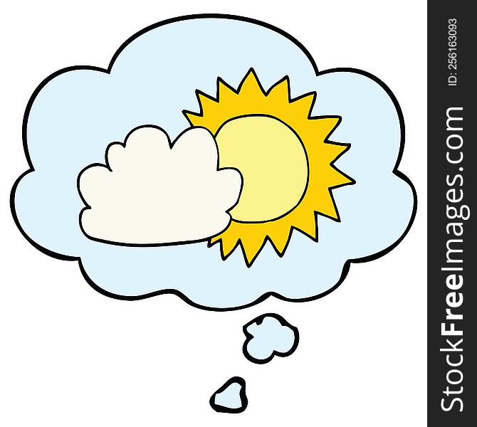 cartoon weather with thought bubble. cartoon weather with thought bubble