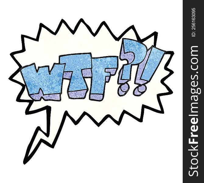 freehand speech bubble textured cartoon WTF symbol