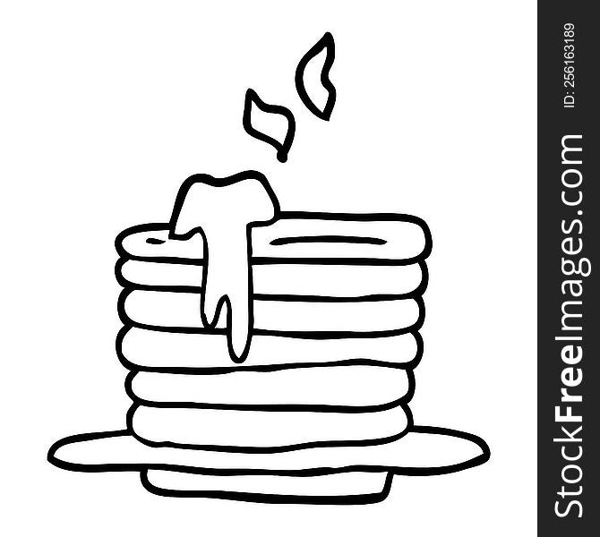 line drawing cartoon stack of pancakes