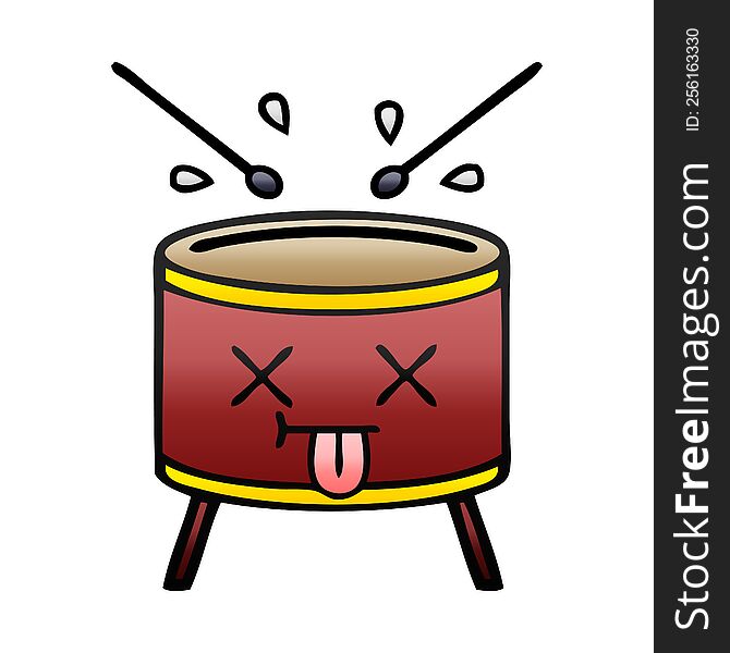 gradient shaded cartoon of a drum. gradient shaded cartoon of a drum