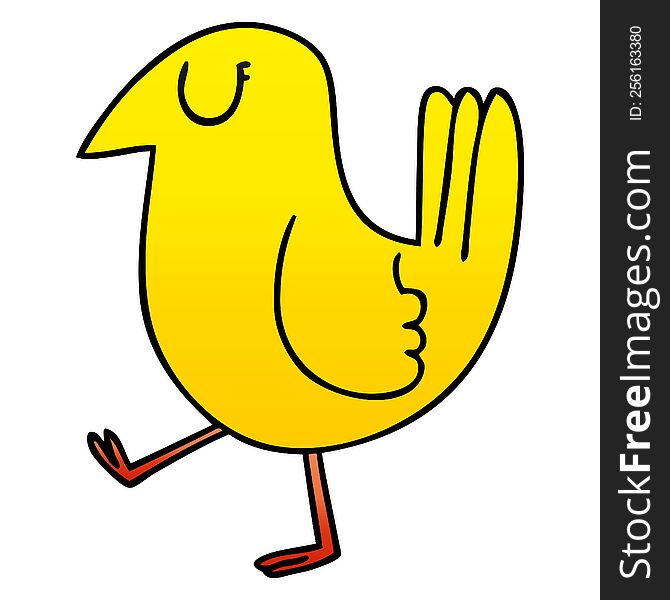 gradient shaded quirky cartoon yellow bird. gradient shaded quirky cartoon yellow bird