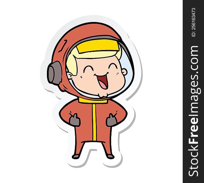 Sticker Of A Happy Cartoon Astronaut