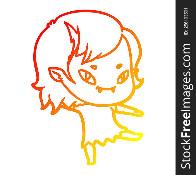 Warm Gradient Line Drawing Cartoon Friendly Vampire Girl