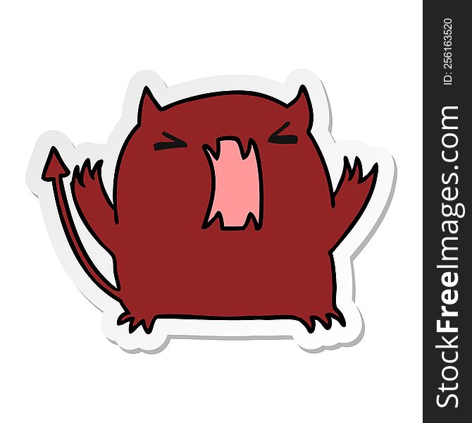 sticker cartoon illustration of a cute kawaii devil. sticker cartoon illustration of a cute kawaii devil