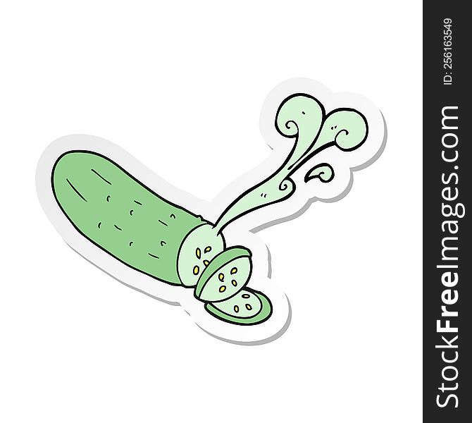 sticker of a cartoon sliced cucumber