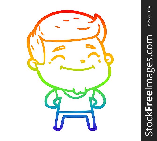 rainbow gradient line drawing happy cartoon fashion man