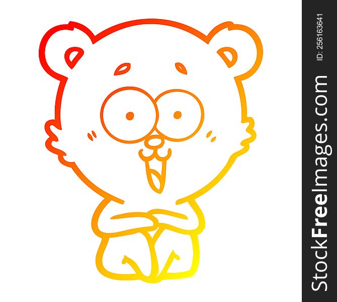Warm Gradient Line Drawing Laughing Teddy  Bear Cartoon