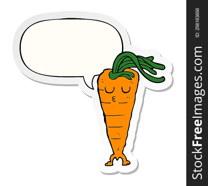 cartoon carrot with speech bubble sticker. cartoon carrot with speech bubble sticker