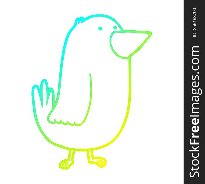 Cold Gradient Line Drawing Cartoon Bird
