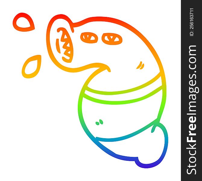 rainbow gradient line drawing of a cartoon monster leech