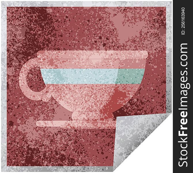 coffee cup graphic vector illustration square sticker. coffee cup graphic vector illustration square sticker