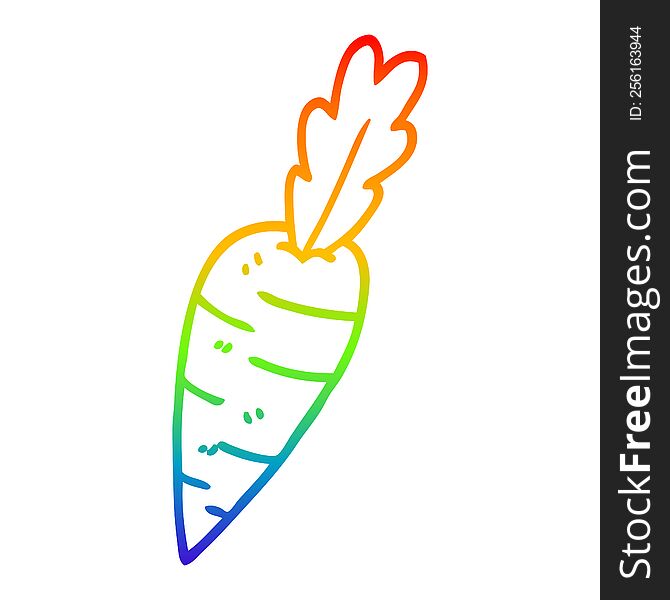 rainbow gradient line drawing of a cartoon organic carrot