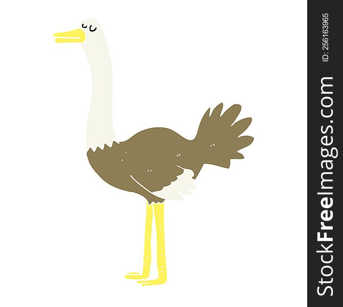 Flat Color Illustration Of A Cartoon Ostrich
