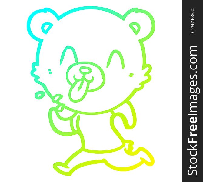 Cold Gradient Line Drawing Rude Cartoon Polar Bear Sticking Out Tongue