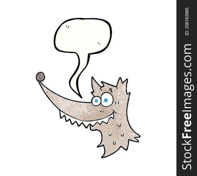 Speech Bubble Textured Cartoon Wolf Head