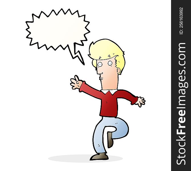 Cartoon Rushing Man With Speech Bubble