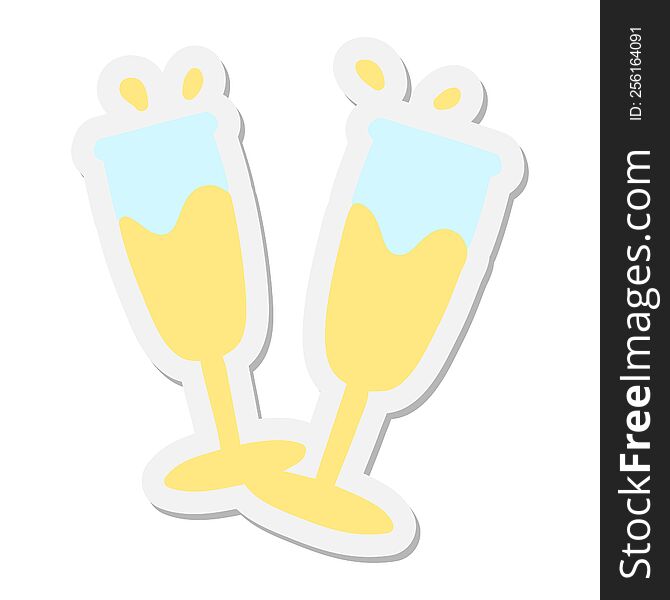 full champagne glasses sticker