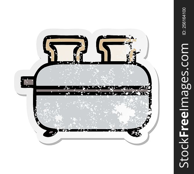 Distressed Sticker Of A Cute Cartoon Double Toaster