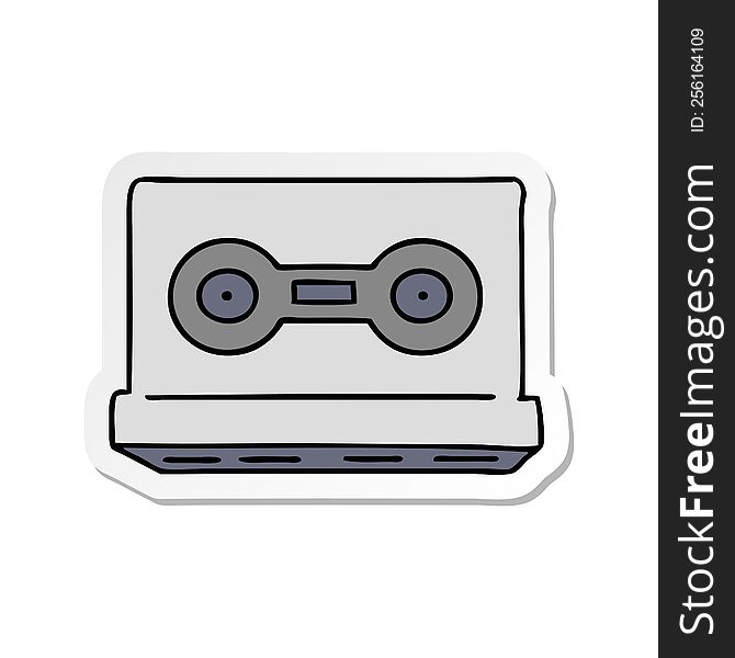hand drawn sticker cartoon doodle of a sticker cassette tape