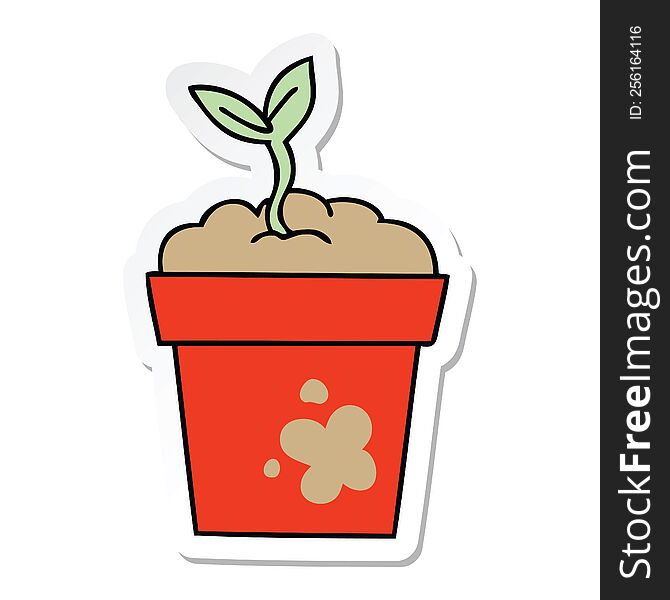 sticker of a quirky hand drawn cartoon seedling