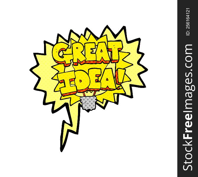 comic book speech bubble cartoon GREAT IDEA! symbol