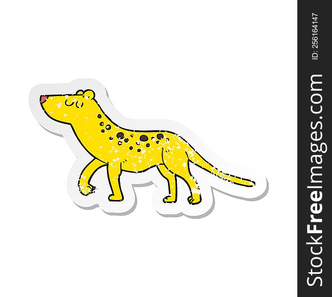 retro distressed sticker of a cartoon leopard