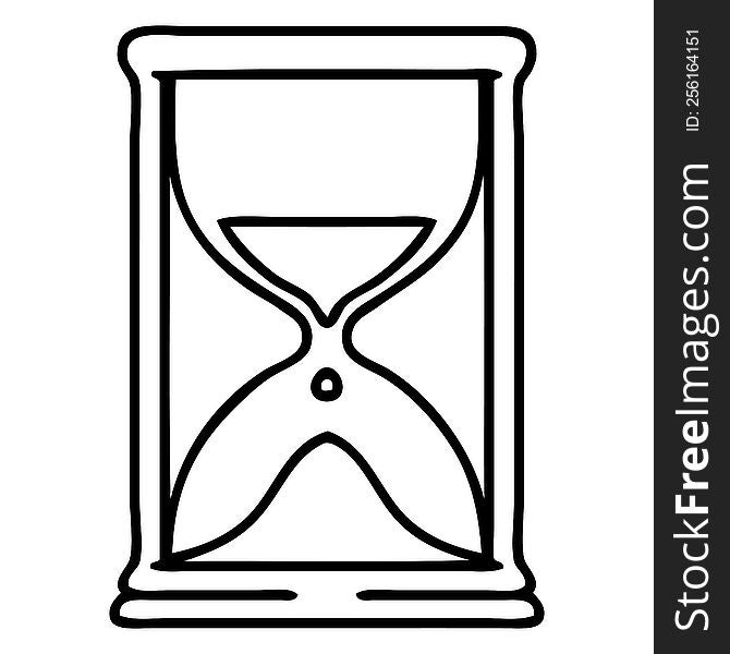 line doodle of an hourglass running sand
