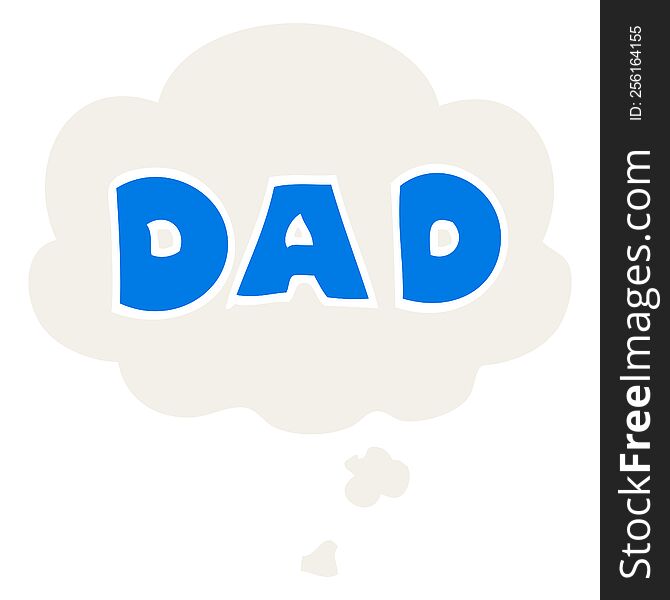 cartoon word dad with thought bubble in retro style