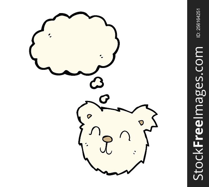 cartoon happy polar bear face with thought bubble