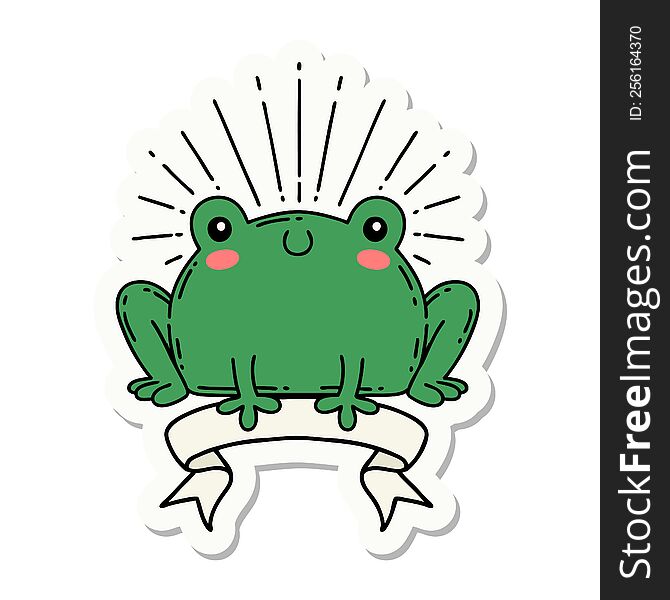 Sticker Of Tattoo Style Happy Frog