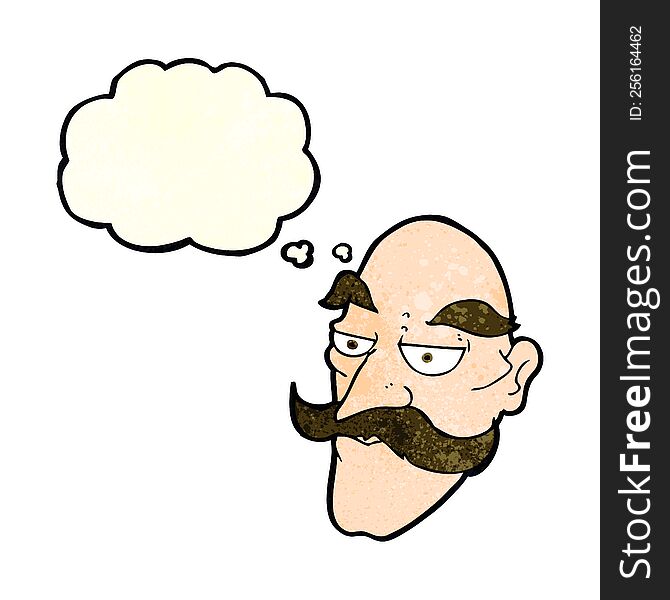 Cartoon Old Man Face With Thought Bubble