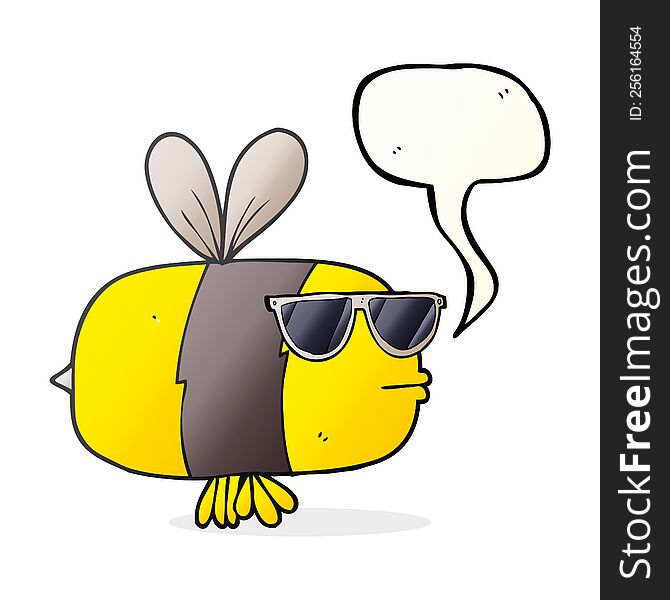 speech bubble cartoon bee wearing sunglasses