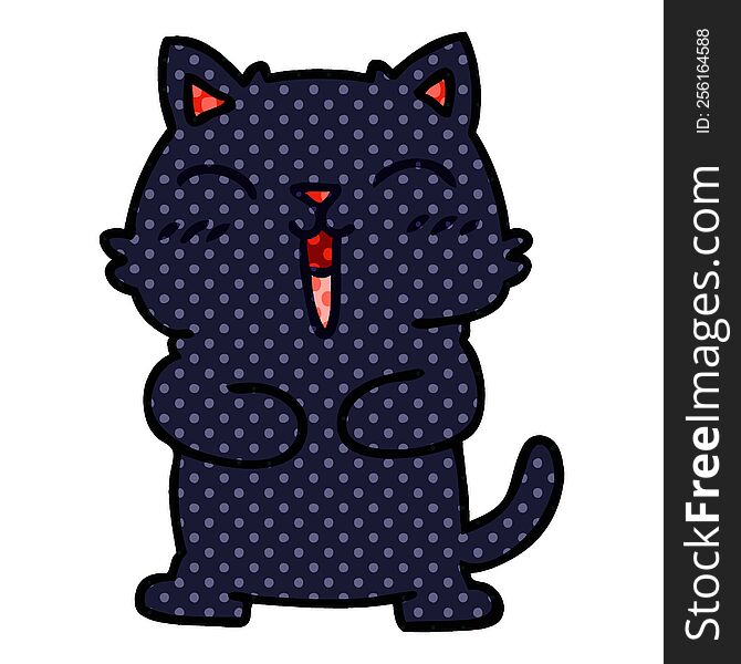 Quirky Comic Book Style Cartoon Black Cat