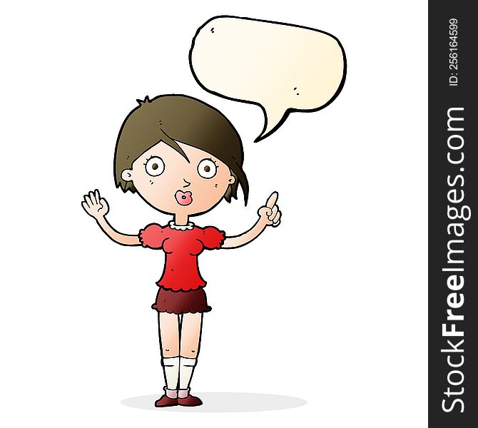 Cartoon Girl Asking Question With Speech Bubble