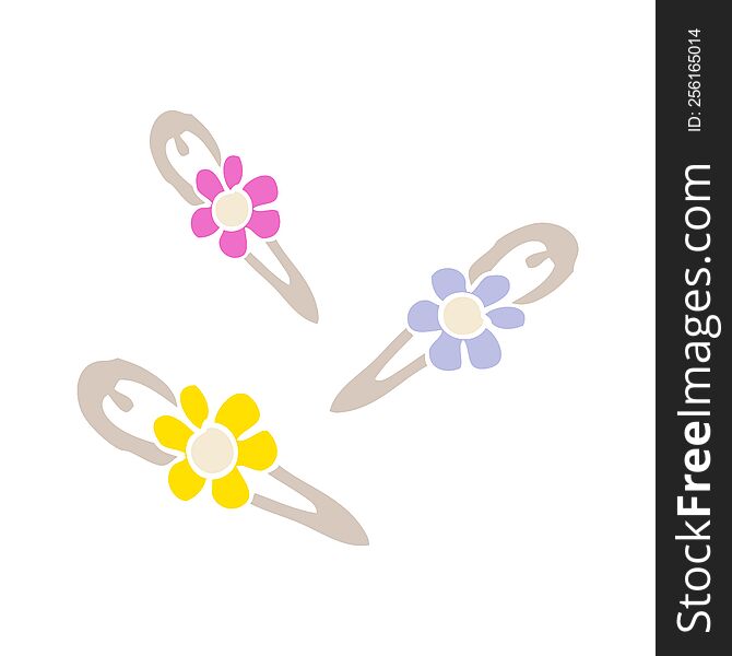 flat color illustration of hair clips. flat color illustration of hair clips